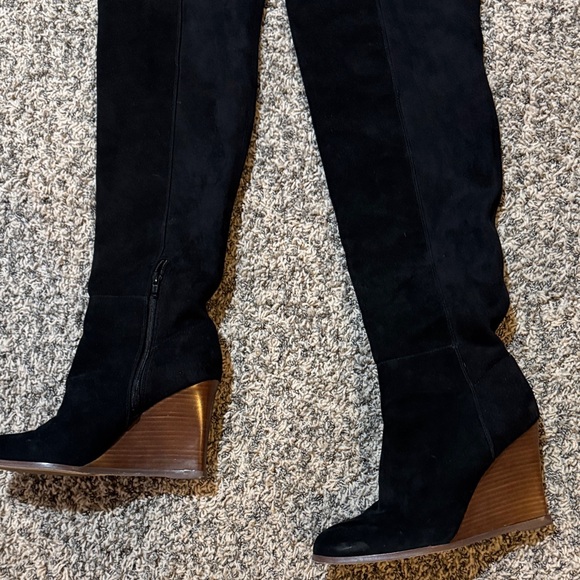 Vince Camuto Black Wedge Knee-High Boots - Picture 7 of 8